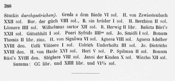 Seite 3 des Dokuments mit der ersten Erwähnung des Familiennamens Hählen/Hehlen aus dem Jahre 1323
